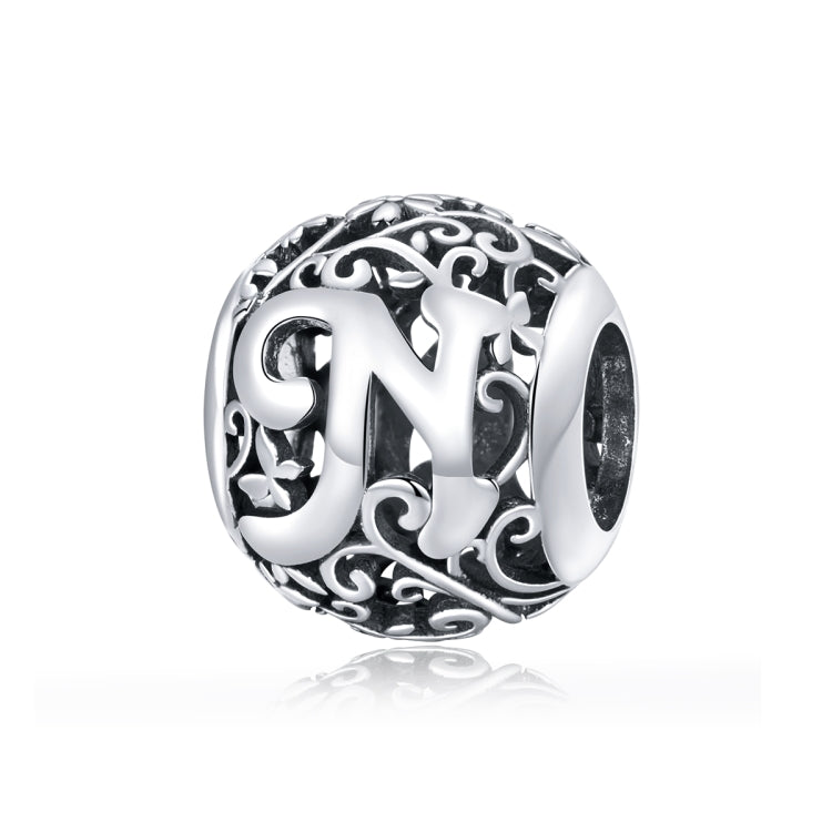 S925 Sterling Silver Mori Series Hollow Letters Beads DIY Bracelet Necklace Accessories — N
