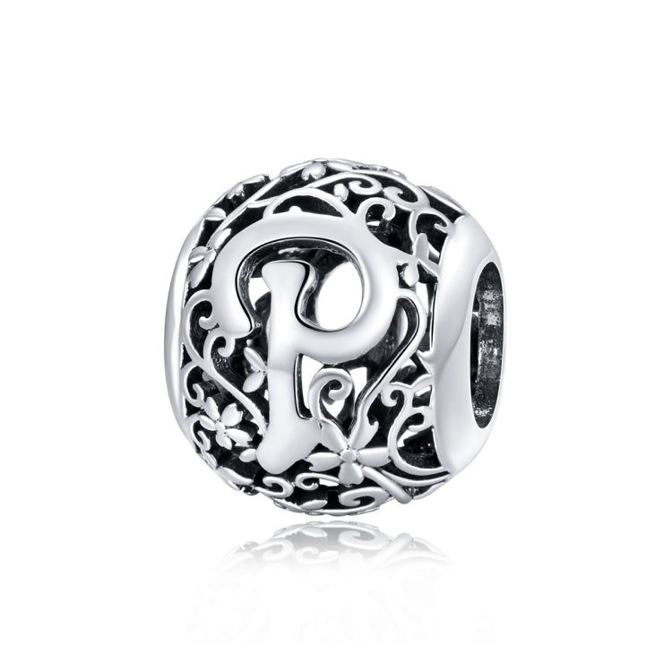 S925 Sterling Silver Mori Series Hollow Letters Beads DIY Bracelet Necklace Accessories — P