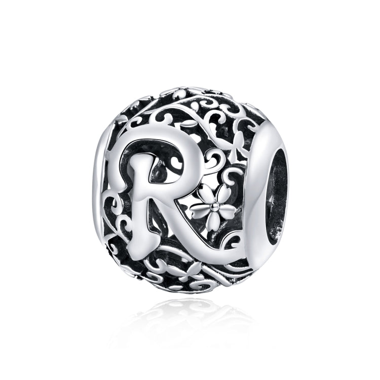 S925 Sterling Silver Mori Series Hollow Letters Beads DIY Bracelet Necklace Accessories — R