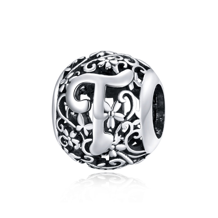 S925 Sterling Silver Mori Series Hollow Letters Beads DIY Bracelet Necklace Accessories — T