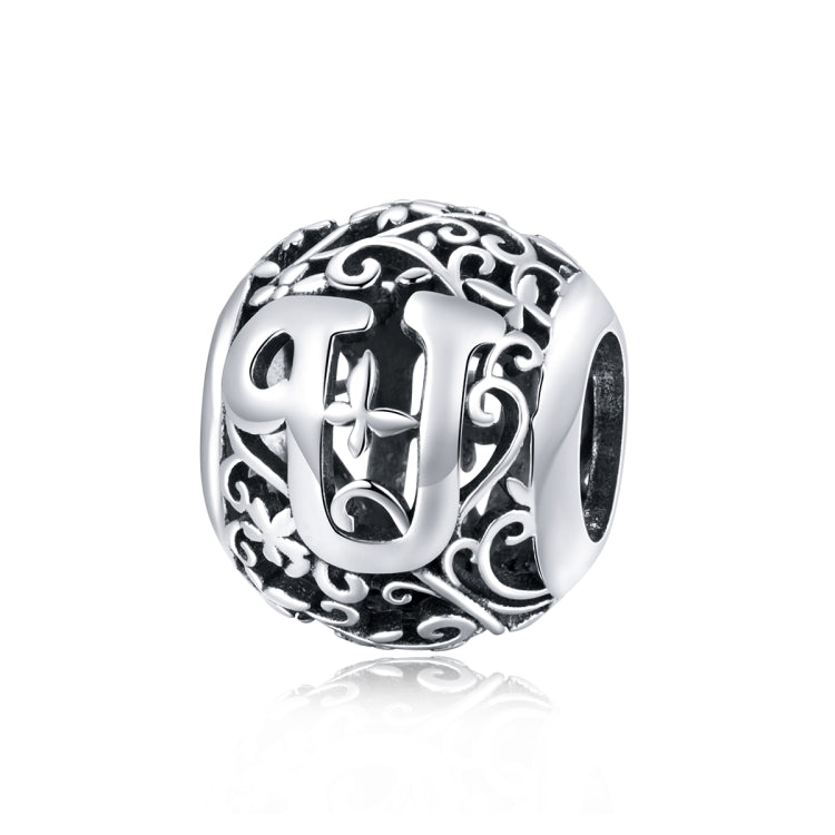 S925 Sterling Silver Mori Series Hollow Letters Beads DIY Bracelet Necklace Accessories — U