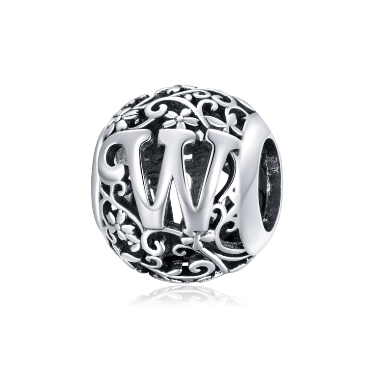 S925 Sterling Silver Mori Series Hollow Letters Beads DIY Bracelet Necklace Accessories — W