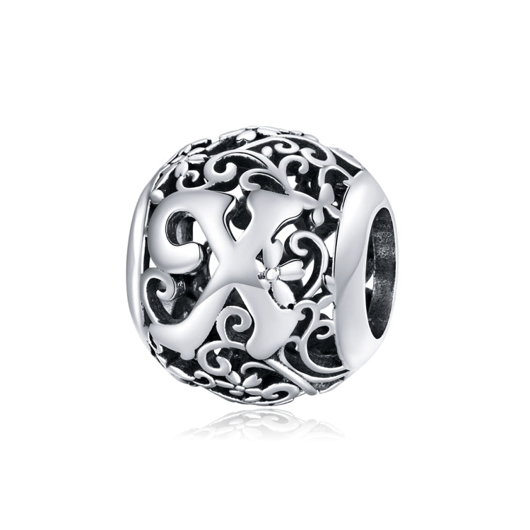 S925 Sterling Silver Mori Series Hollow Letters Beads DIY Bracelet Necklace Accessories — X