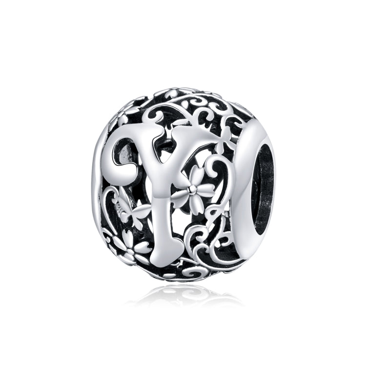 S925 Sterling Silver Mori Series Hollow Letters Beads DIY Bracelet Necklace Accessories — Y