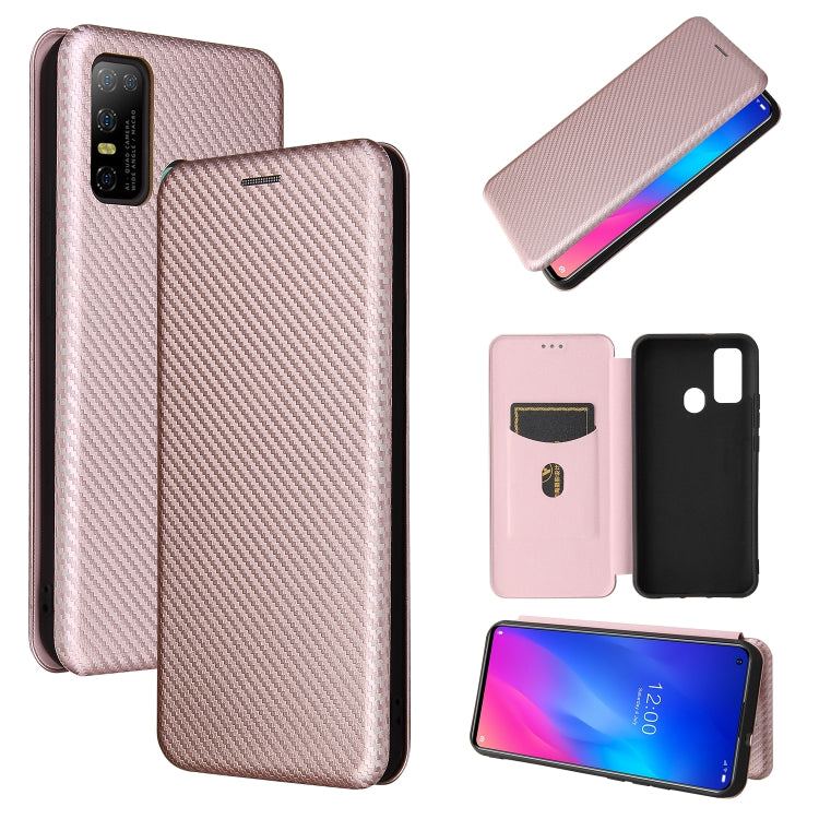 Carbon Fiber Texture Magnetic Horizontal Flip TPU + PC + PU Leather Case with Card Slot, For HTC Desire 20 Plus