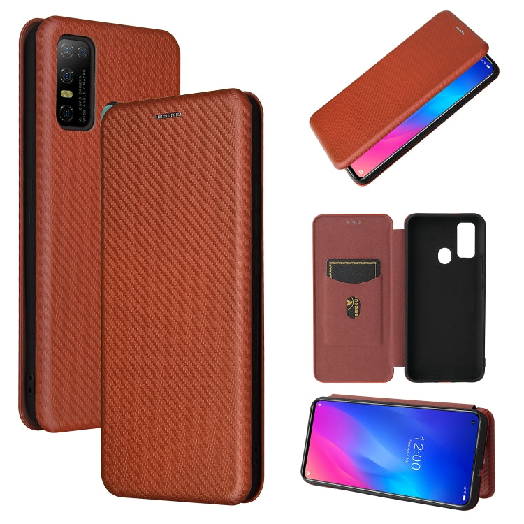 Carbon Fiber Texture Magnetic Horizontal Flip TPU + PC + PU Leather Case with Card Slot, For HTC Desire 20 Plus — Black