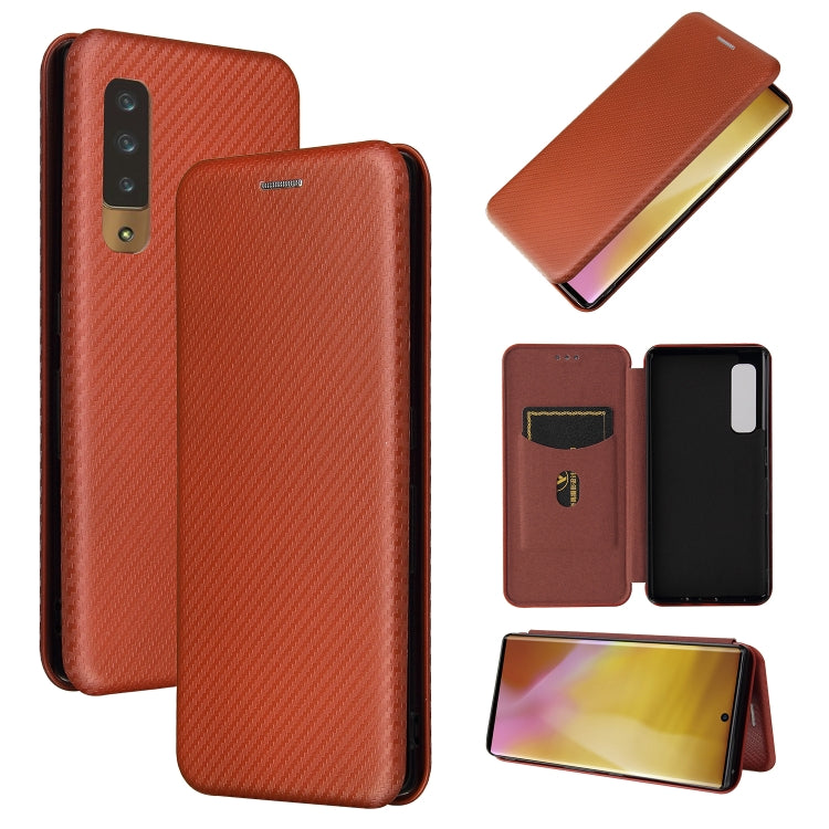 Carbon Fiber Texture Magnetic Horizontal Flip TPU + PC + PU Leather Case with Card Slot, For HTC Desire 20 Plus — view 17