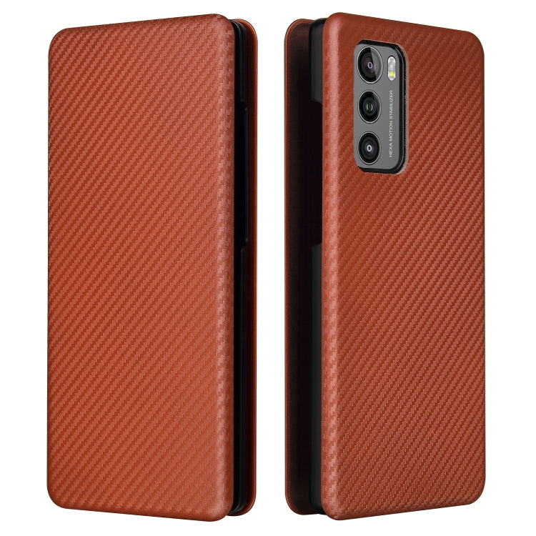 Carbon Fiber Texture Magnetic Horizontal Flip TPU + PC + PU Leather Case with Card Slot, For HTC Desire 20 Plus — view 20