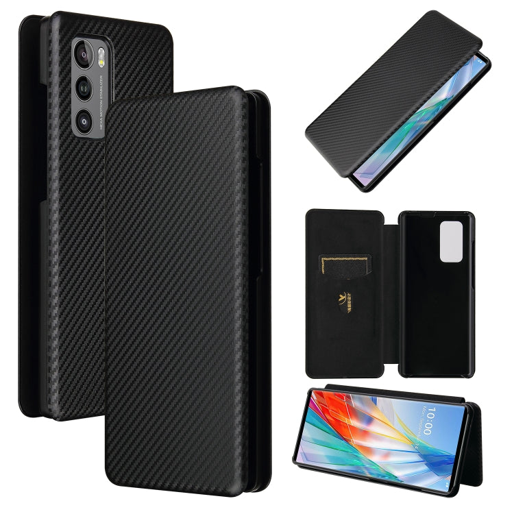 Carbon Fiber Texture Magnetic Horizontal Flip TPU + PC + PU Leather Case with Card Slot, For HTC Desire 20 Plus — view 46