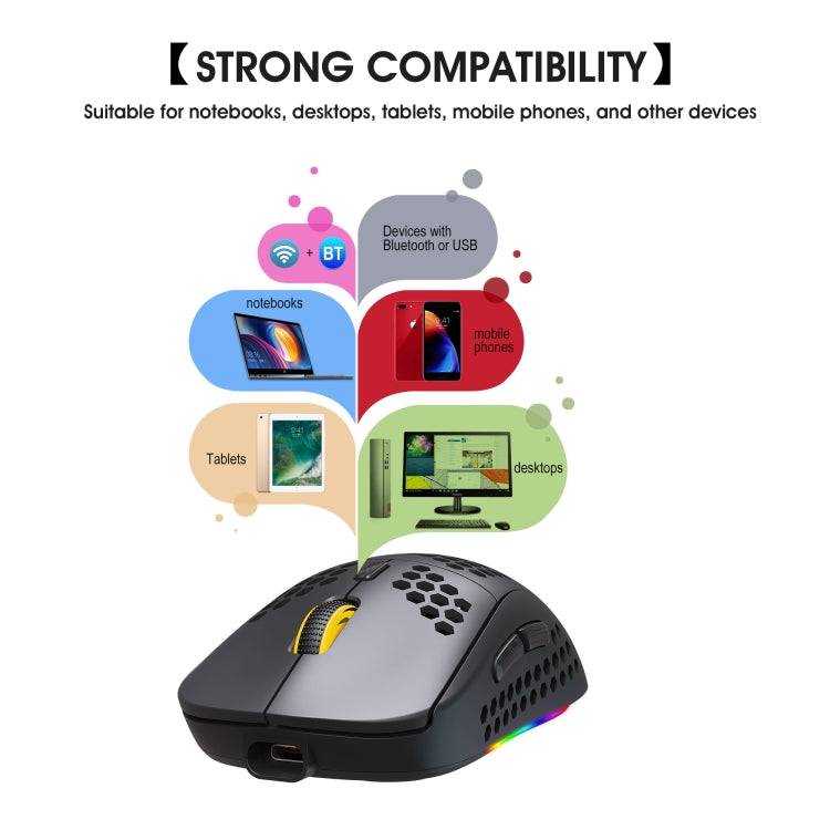 HXSJ T90 RGB Light Three-mode Wireless Gaming Mouse