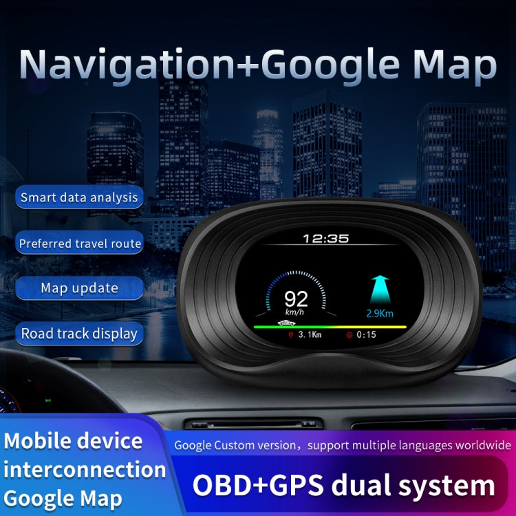 P20 OBD2 + GPS Mode Car Head-up Display HUD Overspeed / Speed / Water Temperature Alarm