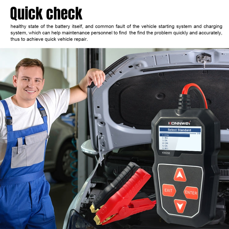 KONNWEI KW208 Car TFT Color Screen Battery Tester Support 8 Languages