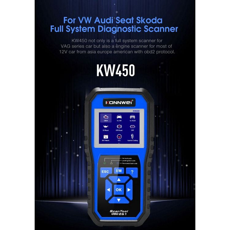 KONNWEI KW450 Car 2.8 inch TFT Color Screen Battery Tester Support 2 Languages / System XP WIN7 WIN8 WIN10