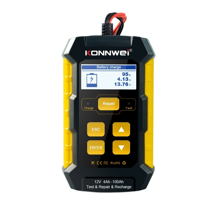 KONNWEI KW510 3 in 1 Car Battery Tester / Charger / Repairer, Support 8 Languages — KW510(EU Plug)