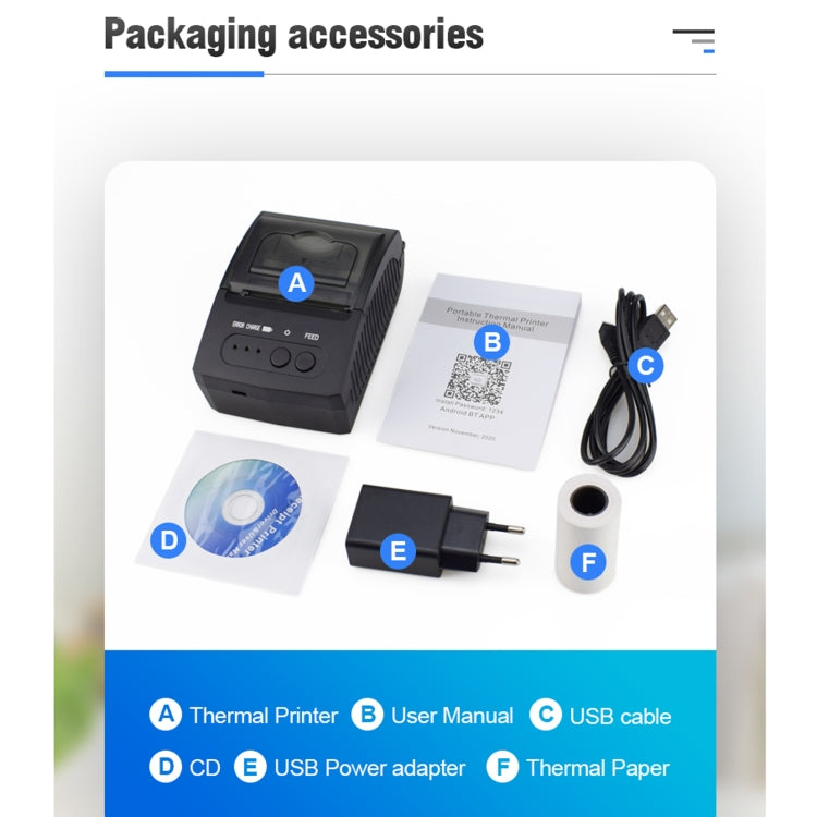 5811DD 58mm Bluetooth 4.0 Portable Thermal Bluetooth Receipt Printer