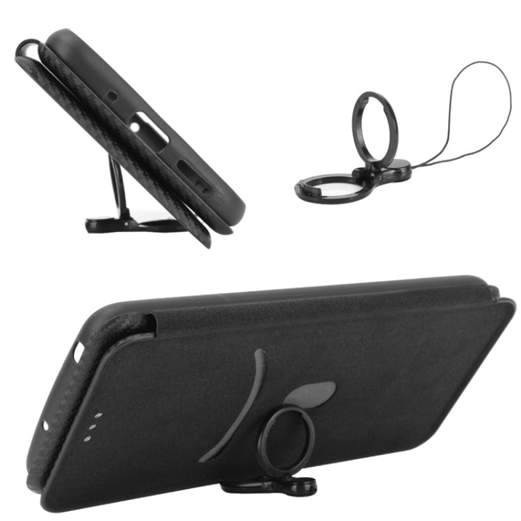 Carbon Fiber Texture Magnetic Horizontal Flip TPU + PC + PU Leather Case with Card Slot