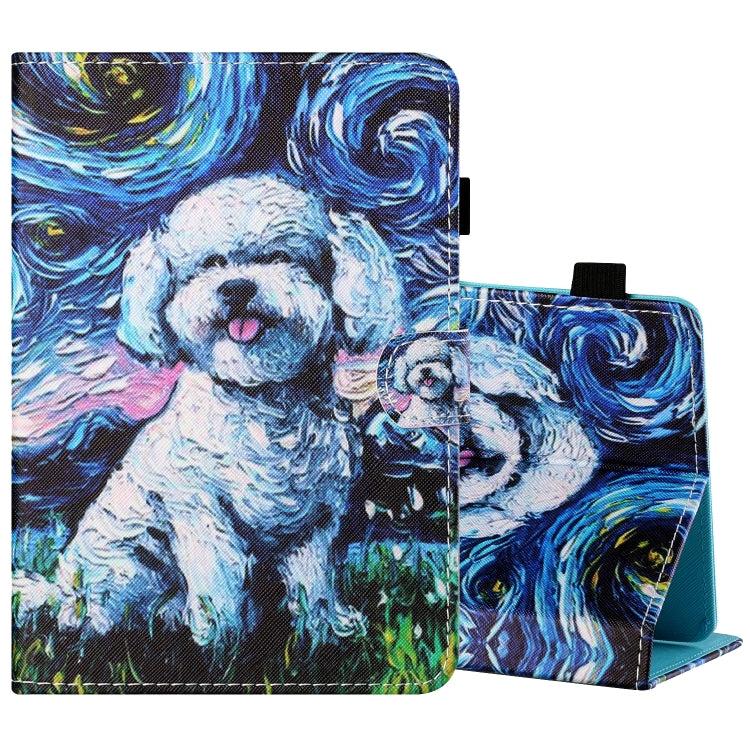 Sewing Thread Horizontal Painted Flat Leather Case with Pen Cover & Anti Skid Strip & Card Slot & Holder — Cat And Tiger
