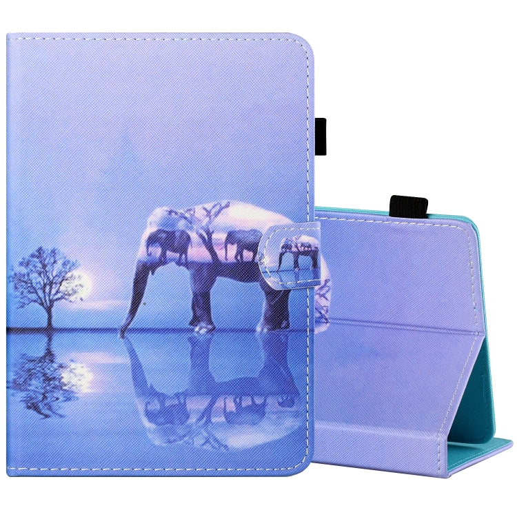 Sewing Thread Horizontal Painted Flat Leather Case with Pen Cover & Anti Skid Strip & Card Slot & Holder — Sunrise