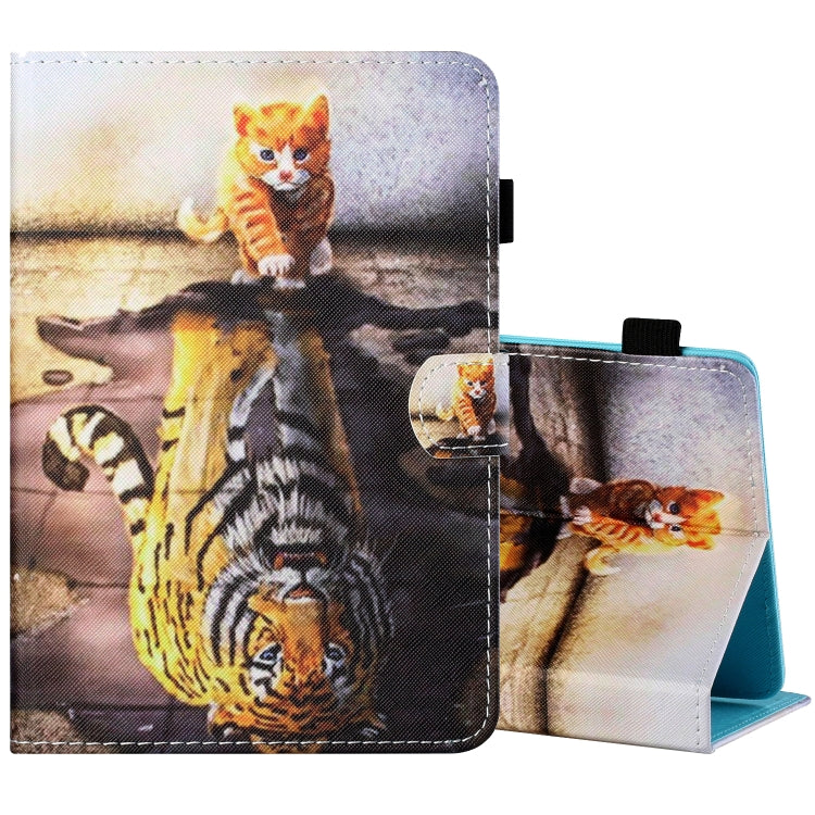 Sewing Thread Horizontal Painted Flat Leather Case with Pen Cover & Anti Skid Strip & Card Slot & Holder — view 22