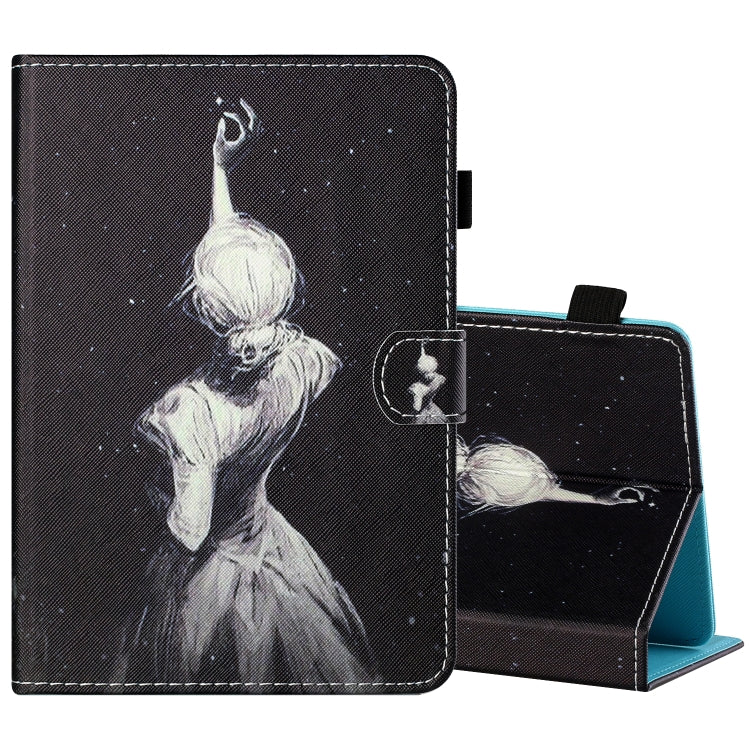 Sewing Thread Horizontal Painted Flat Leather Case with Pen Cover & Anti Skid Strip & Card Slot & Holder — view 41