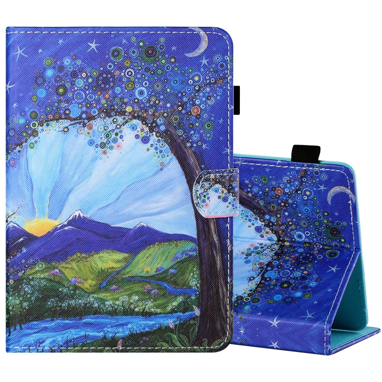 Sewing Thread Horizontal Painted Flat Leather Case with Pen Cover & Anti Skid Strip & Card Slot & Holder — view 42