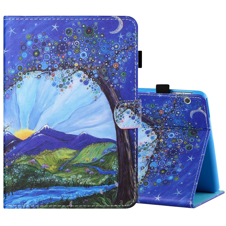 Sewing Thread Horizontal Painted Flat Leather Case with Pen Cover & Anti Skid Strip & Card Slot & Holder — view 54