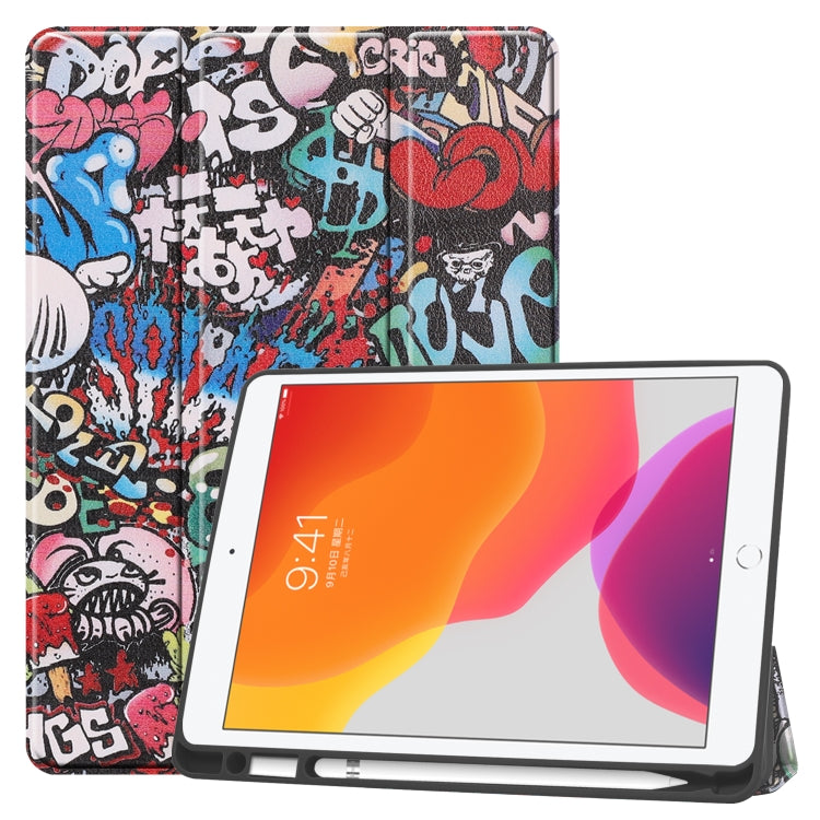 For iPad 10.2 Colored Drawing Horizontal Flip Leather Case with Three-folding Holder & Sleep / Wake-up Function — view 10