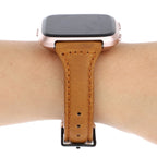 For Fitbit Versa razy Horse Texture Genuine Leather Strap — Black