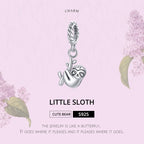 S925 Sterling Silver Cute Little Sloth Pendant DIY Bracelet Necklace Accessories