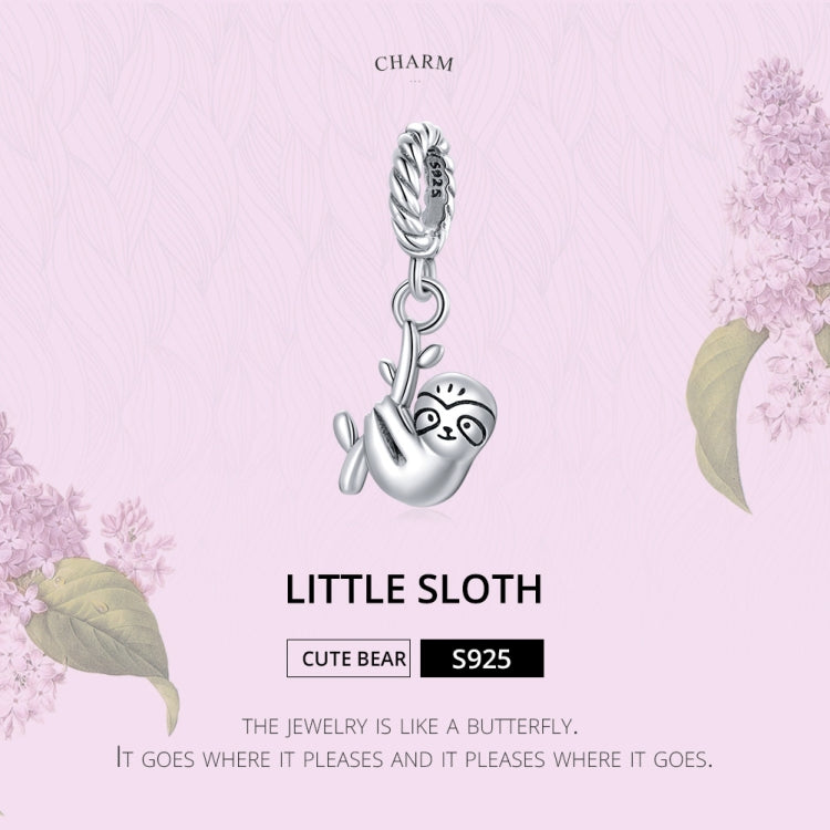 S925 Sterling Silver Cute Little Sloth Pendant DIY Bracelet Necklace Accessories