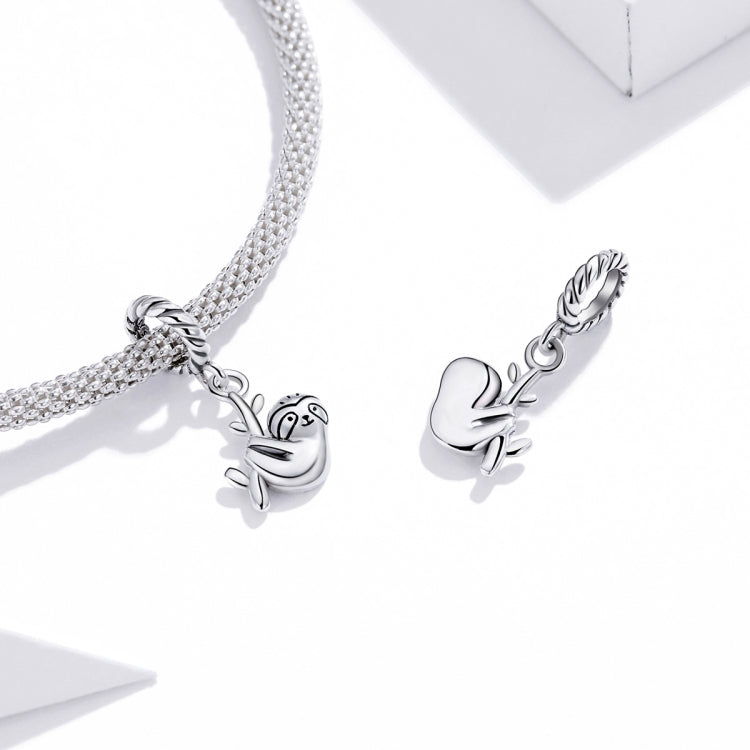 S925 Sterling Silver Cute Little Sloth Pendant DIY Bracelet Necklace Accessories