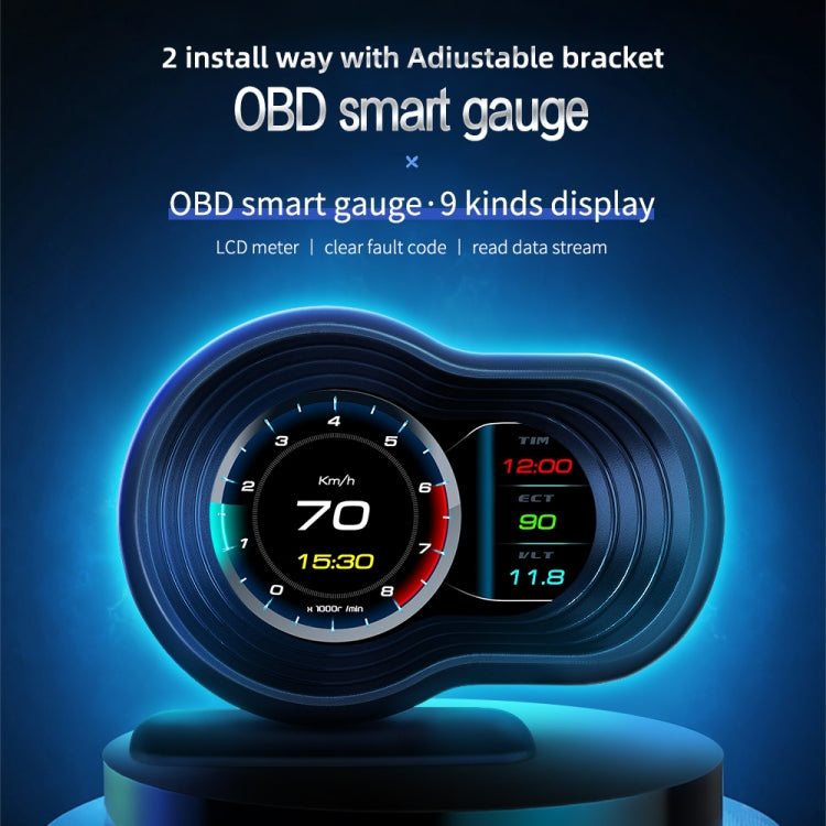 Car HUD Head-up Display Speed / Water Temperature / Voltage Display, F9 OBD2