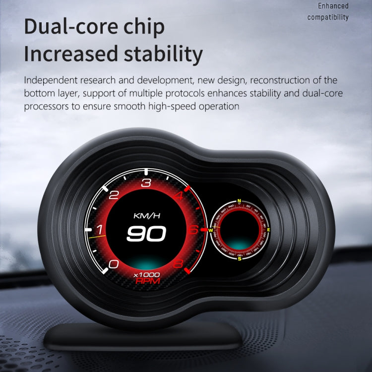 Car HUD Head-up Display Speed / Water Temperature / Voltage Display, F9 OBD2