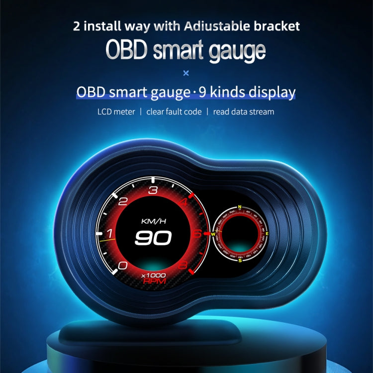 Car HUD Head-up Display Speed / Water Temperature / Voltage Display, F9 OBD2