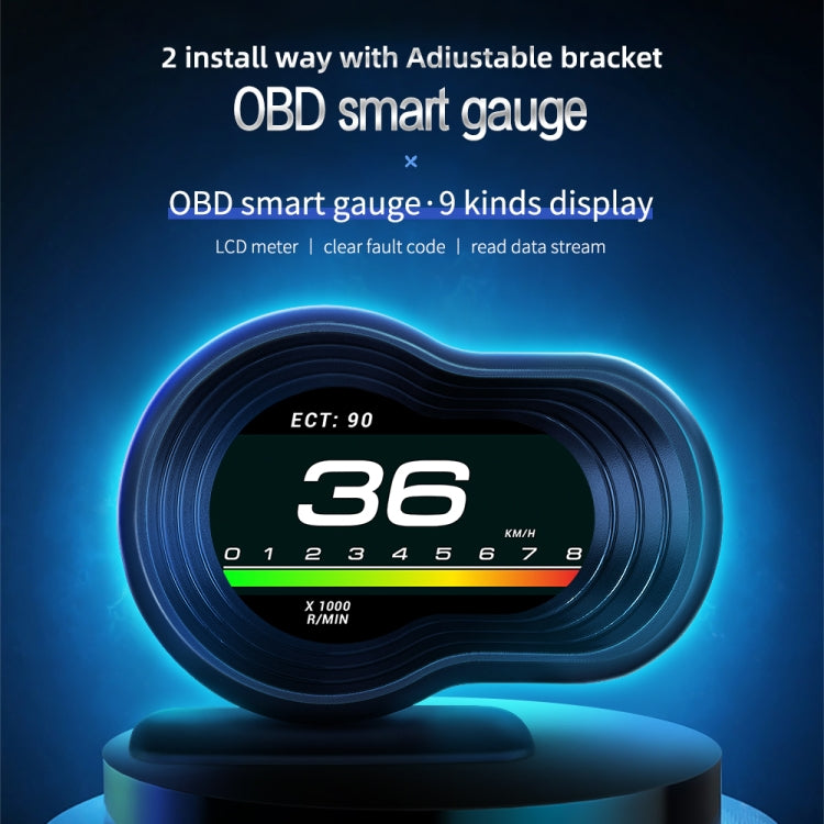 Car HUD Head-up Display Speed / Water Temperature / Voltage Display, F9 OBD2