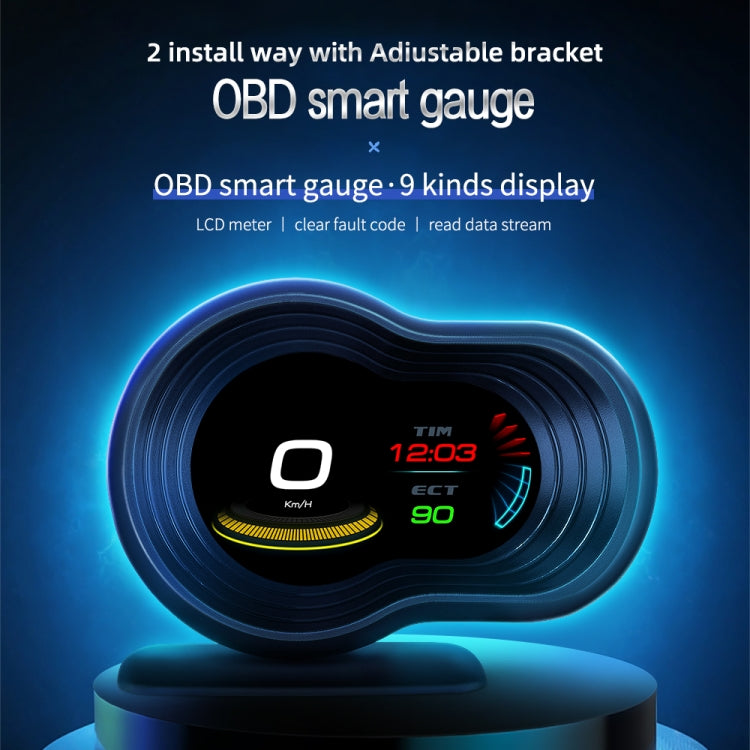 Car HUD Head-up Display Speed / Water Temperature / Voltage Display, F9 OBD2