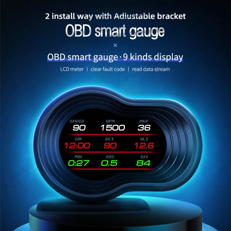 Car HUD Head-up Display Speed / Water Temperature / Voltage Display, F9 OBD2