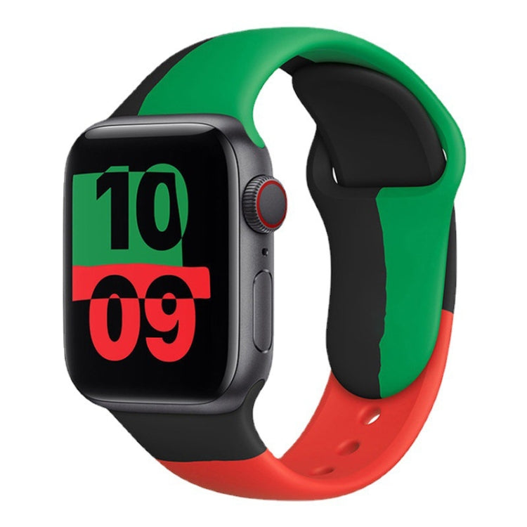 Black Unity Silicone Sports Replacement Watchbands For Apple Watch Series 6 & SE & 5 & 4 40mm / 3 & 2 & 1 38mm
