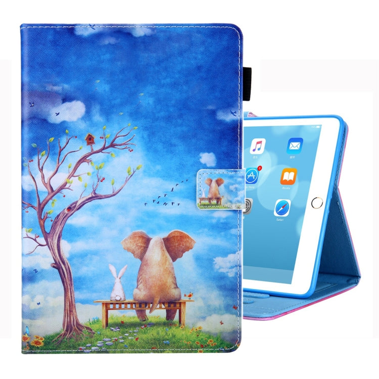 For iPad 10.2 inch Coloured Drawing Pattern Horizontal Flip Leather Case with Holder & Card Slots & Photo Frame — Cat
