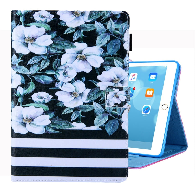 For iPad 10.2 inch Coloured Drawing Pattern Horizontal Flip Leather Case with Holder & Card Slots & Photo Frame — Purple Butterfly