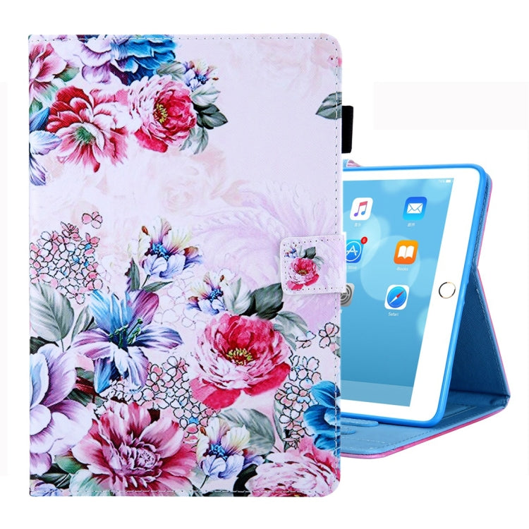 For iPad 10.2 inch Coloured Drawing Pattern Horizontal Flip Leather Case with Holder & Card Slots & Photo Frame — Golden Butterfly