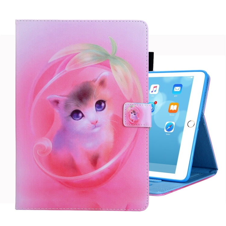 For iPad 10.2 inch Coloured Drawing Pattern Horizontal Flip Leather Case with Holder & Card Slots & Photo Frame — Golden Pineapple