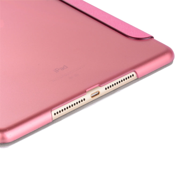Silk Texture Horizontal Flip Magnetic PU Leather Case, with Three-folding Holder & Sleep / Wake-up Function — Rose Red