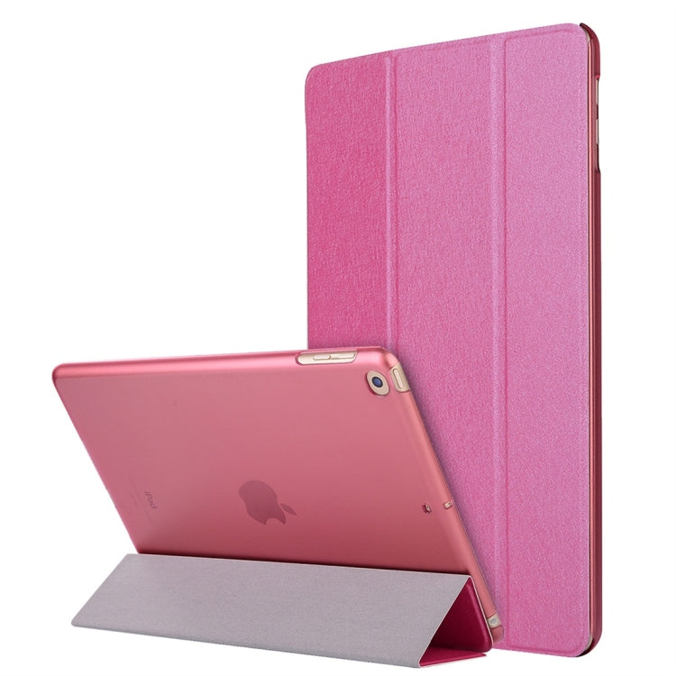 Silk Texture Horizontal Flip Magnetic PU Leather Case, with Three-folding Holder & Sleep / Wake-up Function — Silver