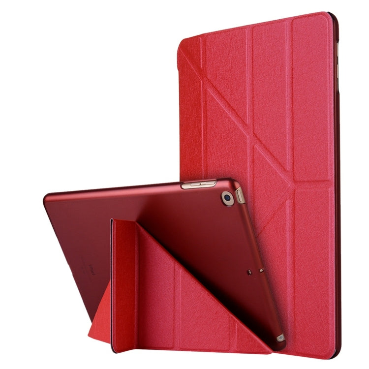For iPad 10.2 inch Silk Texture Horizontal Deformation Flip Leather Case with Holder — White