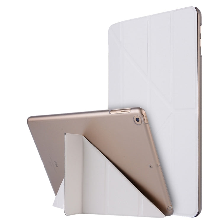 For iPad 10.2 inch Silk Texture Horizontal Deformation Flip Leather Case with Holder — Black