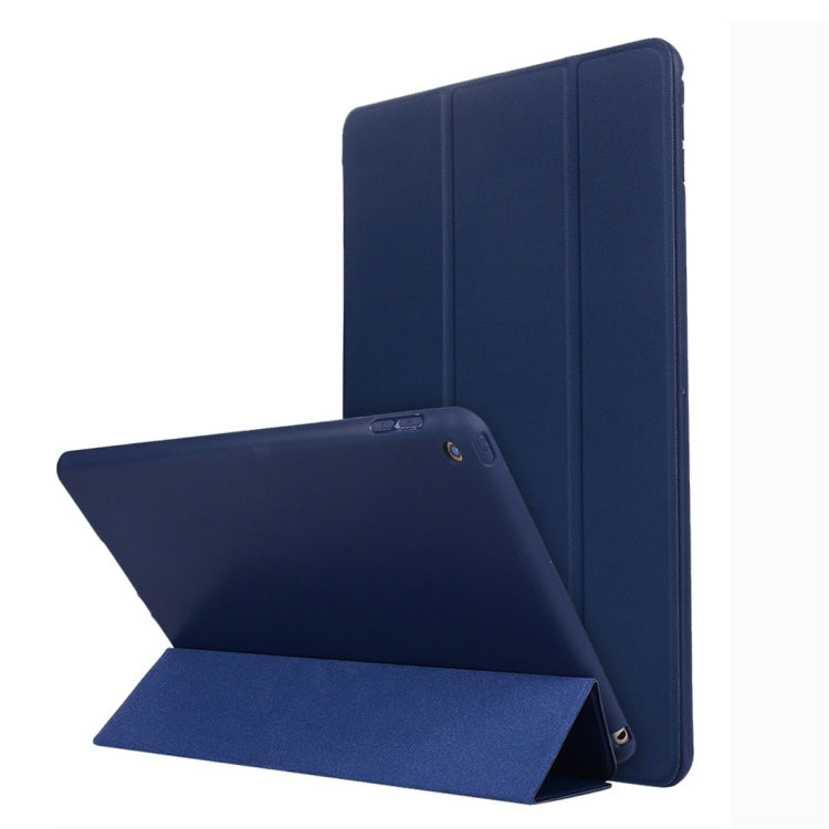 For iPad 10.2 inch TPU Horizontal Flip Leather Case, with Three-folding Holder — Gold