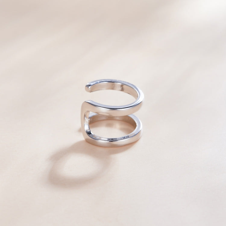 S925 Sterling Silver Silver Double-ring Ear Clip Women Earrings