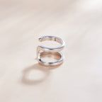 S925 Sterling Silver Silver Double-ring Ear Clip Women Earrings