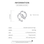 S925 Sterling Silver Silver Double-ring Ear Clip Women Earrings
